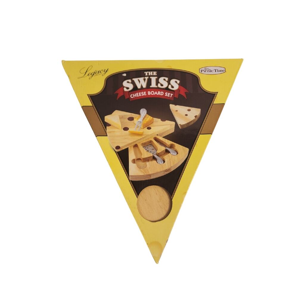 NIB Legacy The Swiss Cheese Wood Cutting Board Set W/ Stainless Steel Tools